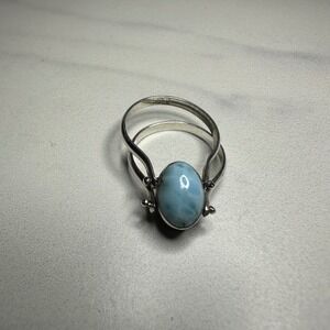Oval Larimar Labradorite Sterling Silver Flip Convertible Statement Ring Size 6